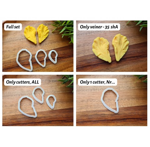 Silicone veiner, Hibiscus petal texture, style 2, set or individually