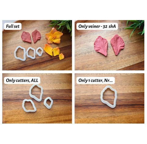 Silicone veiner, Hibiscus petal texture, style 3, set or individually