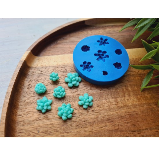 Silicone mold, Succulent, style 17, 7 elements, ~ Ø 0.8-1.4 cm, H:0.5-0.6 cm