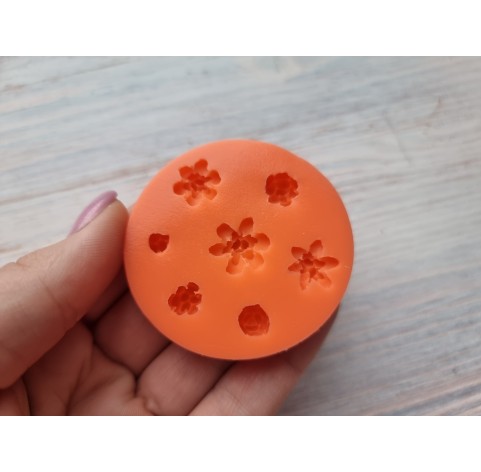 Silicone mold, Succulent, style 17, 7 elements, ~ Ø 0.8-1.4 cm, H:0.5-0.6 cm