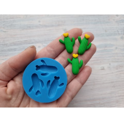 Silicone mold, Cactus, style 3, 3 elements, ~ 1.8*2.5 cm, H:0.5 cm