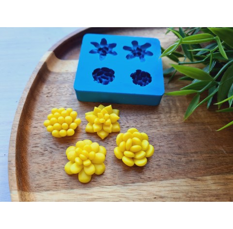 Silicone mold, Succulent, style 18, 4 elements, ~ Ø 2.1-2.4 cm, H:0.9-1.1 cm