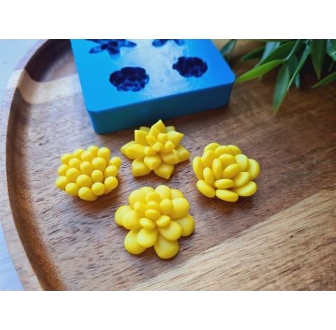 Silicone mold, Succulent, style 18, 4 elements, ~ Ø 2.1-2.4 cm, H:0.9-1.1 cm