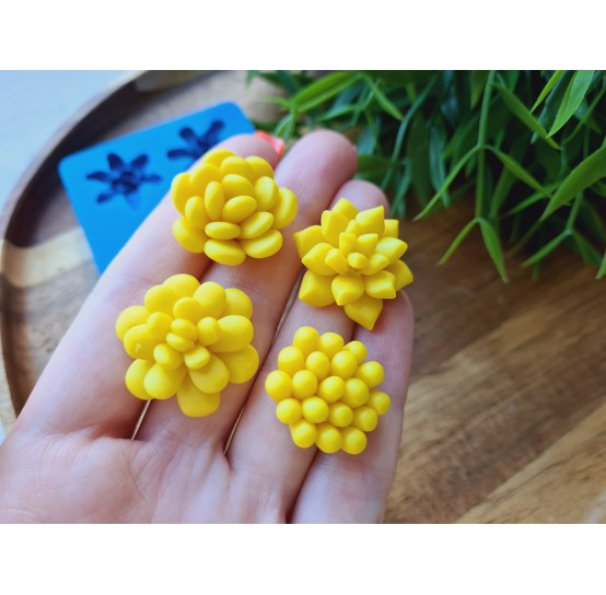 Silicone mold, Succulent, style 18, 4 elements, ~ Ø 2.1-2.4 cm, H:0.9-1.1 cm