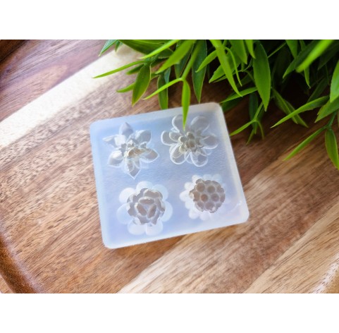 Silicone mold, Succulent, style 18, 4 elements, ~ Ø 2.1-2.4 cm, H:0.9-1.1 cm