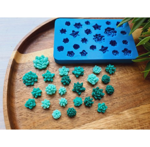 Silicone mold, Succulent, style 19, 24 elements, ~ Ø 0.9-1.8 cm, H:0.5-0.8 cm