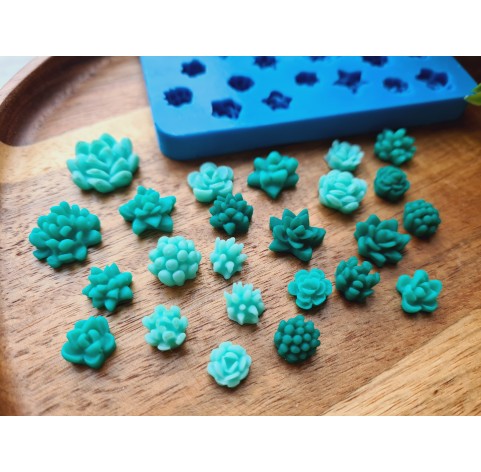 Silicone mold, Succulent, style 19, 24 elements, ~ Ø 0.9-1.8 cm, H:0.5-0.8 cm