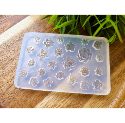 Silicone mold, Succulent, style 19, 24 elements, ~ Ø 0.9-1.8 cm, H:0.5-0.8 cm