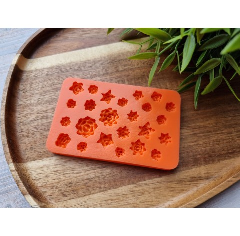 Silicone mold, Succulent, style 19, 24 elements, ~ Ø 0.9-1.8 cm, H:0.5-0.8 cm