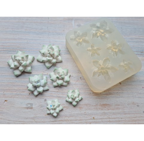 Silicone mold, Succulent, style 21, 6 elements, ~ Ø 1.6-2.8 cm, H:0.6-0.9 cm