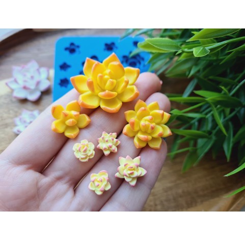 Silicone mold, Succulent, style 22, 10 elements, ~ Ø 0.8-3.1 cm, H:0.5-1.1 cm