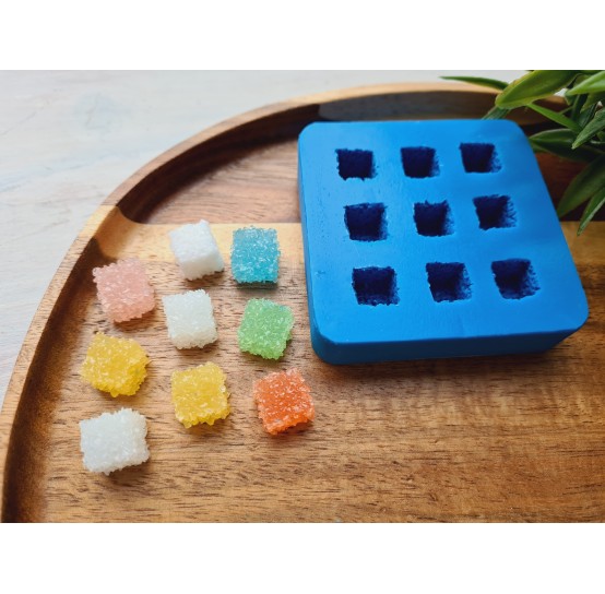 Silicone mold, Sugar candy, style 1, cubes, 9 elements, ~ 1.3 cm