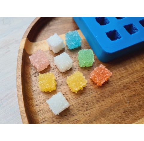 Silicone mold, Sugar candy, style 1, cubes, 9 elements, ~ 1.3 cm