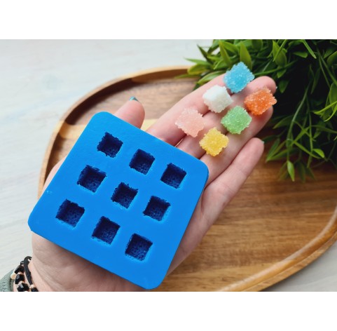 Silicone mold, Sugar candy, style 1, cubes, 9 elements, ~ 1.3 cm