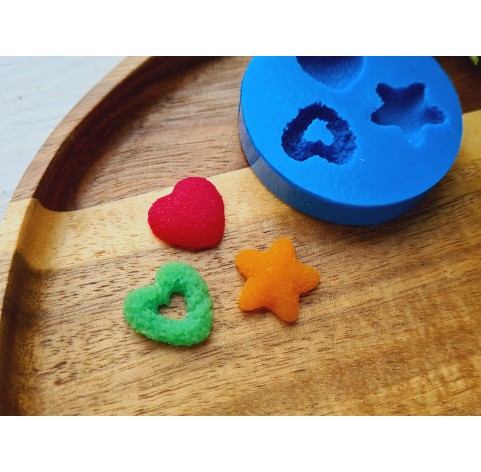 Silicone mold, Sugar candy, style 2, 3 elements, ~ 1.5-1.8 cm, H:0.6 cm