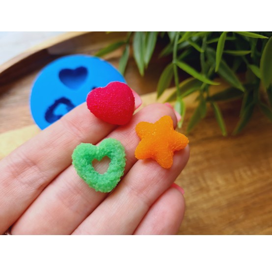 Silicone mold, Sugar candy, style 2, 3 elements, ~ 1.5-1.8 cm, H:0.6 cm