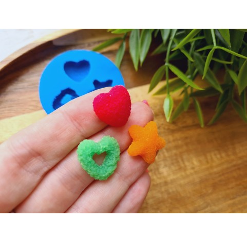 Silicone mold, Sugar candy, style 2, 3 elements, ~ 1.5-1.8 cm, H:0.6 cm
