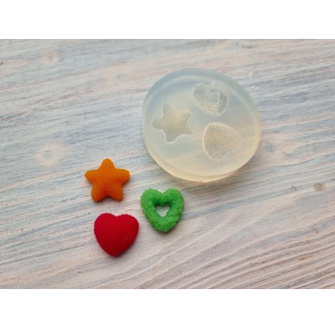 Silicone mold, Sugar candy, style 2, 3 elements, ~ 1.5-1.8 cm, H:0.6 cm