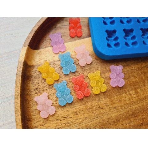 Silicone mold, Sugar candy, style 3, bear, 6 elements, ~ 1.1-1.2 cm, H:0.6 cm
