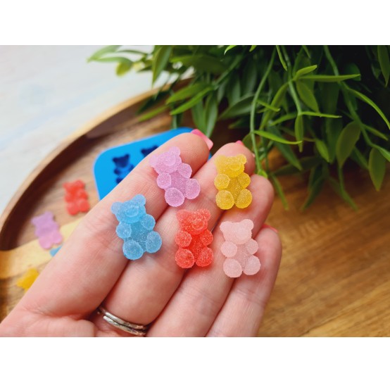 Silicone mold, Sugar candy, style 3, bear, 6 elements, ~ 1.1-1.2 cm, H:0.6 cm