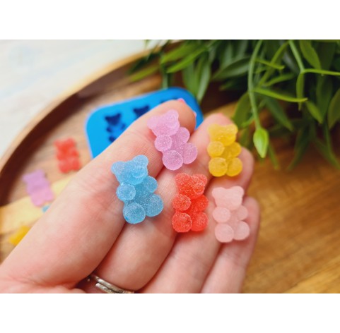 Silicone mold, Sugar candy, style 3, bear, 6 elements, ~ 1.1-1.2 cm, H:0.6 cm