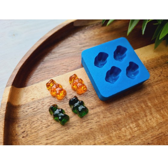 Silicone mold, Jelly candy, style 3, bear, 4 elements, ~ 1*1.4 cm, H:0.8 cm