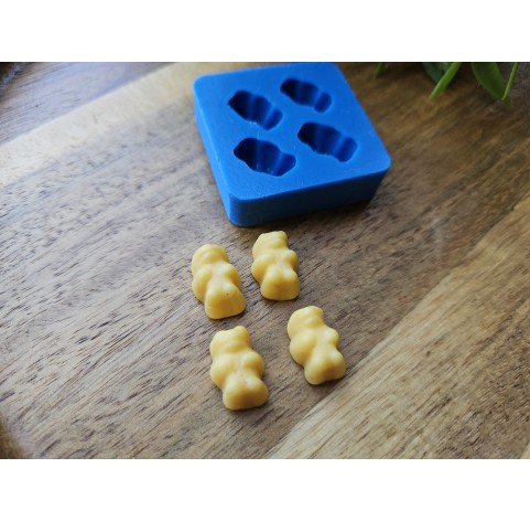 Silicone mold, Jelly candy, style 3, bear, 4 elements, ~ 1*1.4 cm, H:0.8 cm