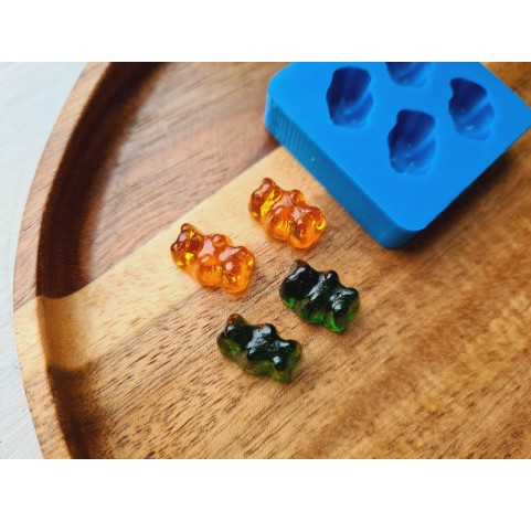 Silicone mold, Jelly candy, style 3, bear, 4 elements, ~ 1*1.4 cm, H:0.8 cm