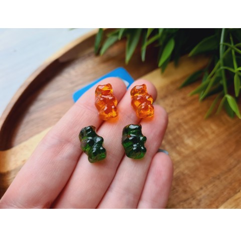 Silicone mold, Jelly candy, style 3, bear, 4 elements, ~ 1*1.4 cm, H:0.8 cm
