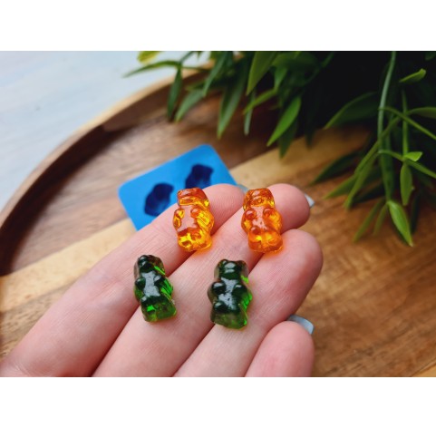 Silicone mold, Jelly candy, style 3, bear, 4 elements, ~ 1*1.4 cm, H:0.8 cm