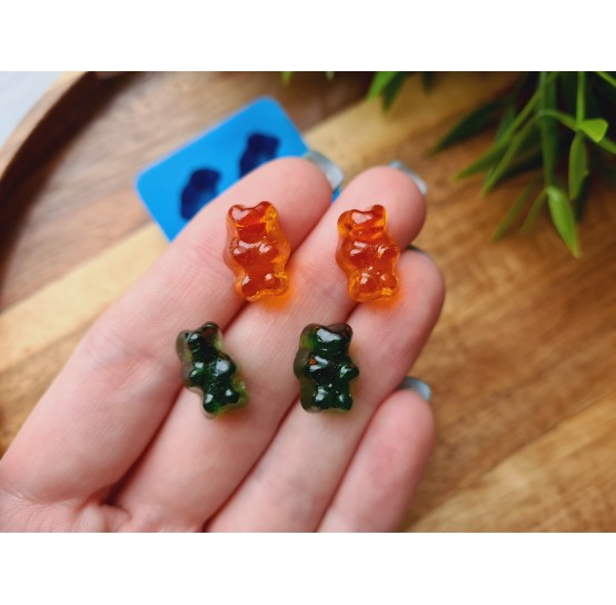 Silicone mold, Jelly candy, style 3, bear, 4 elements, ~ 1*1.4 cm, H:0.8 cm