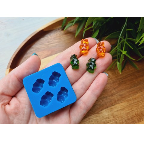 Silicone mold, Jelly candy, style 3, bear, 4 elements, ~ 1*1.4 cm, H:0.8 cm