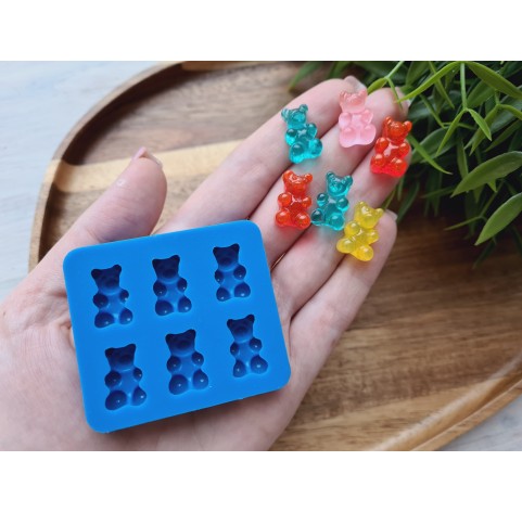 Silicone mold, Jelly candy, style 2, bear, 6 elements, ~ 1*1.7 cm, H:0.7 cm