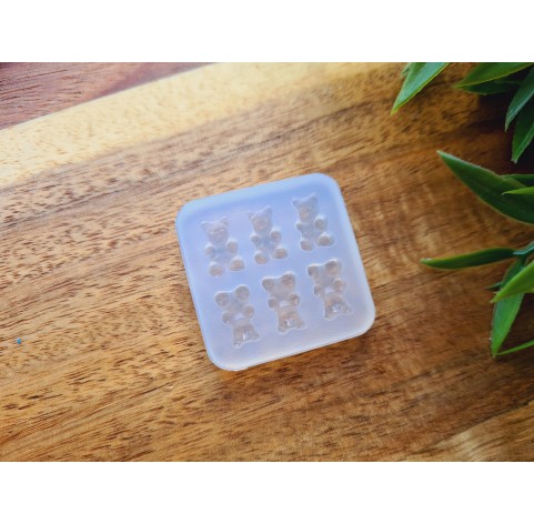 Silicone mold, Jelly candy, style 2, bear, 6 elements, ~ 1*1.7 cm, H:0.7 cm