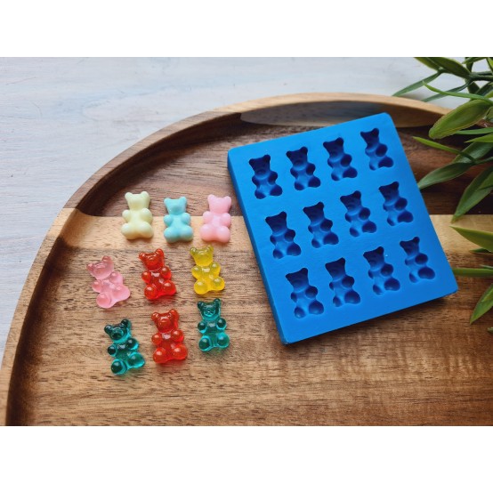 Silicone mold, Jelly candy, style 2, bear, 12 elements, ~ 1*1.7 cm, H:0.7 cm