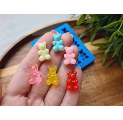 Silicone mold, Jelly candy, style 2, bear, 12 elements, ~ 1*1.7 cm, H:0.7 cm