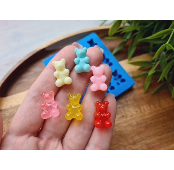 Silicone mold, Jelly candy, style 2, bear, 12 elements, ~ 1*1.7 cm, H:0.7 cm