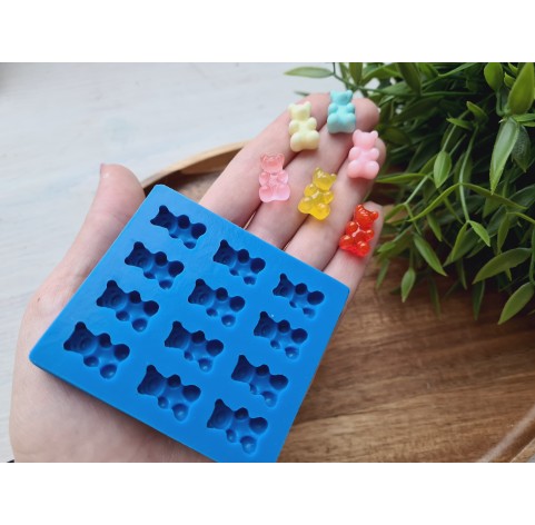 Silicone mold, Jelly candy, style 2, bear, 12 elements, ~ 1*1.7 cm, H:0.7 cm