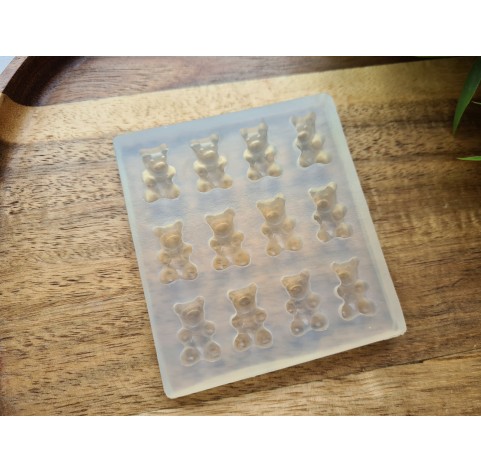 Silicone mold, Jelly candy, style 2, bear, 12 elements, ~ 1*1.7 cm, H:0.7 cm