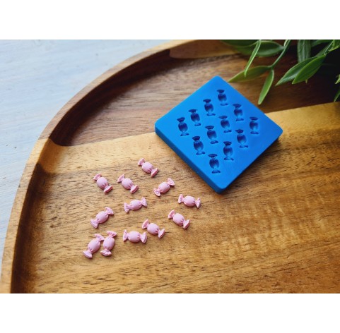 Silicone mold, Candy, style 2, 1:6 miniature, 12 elements, ~ 0.4*0.9 cm,H:0.2 cm