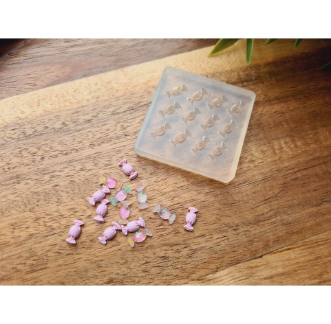 Silicone mold, Candy, style 2, 1:6 miniature, 12 elements, ~ 0.4*0.9 cm,H:0.2 cm
