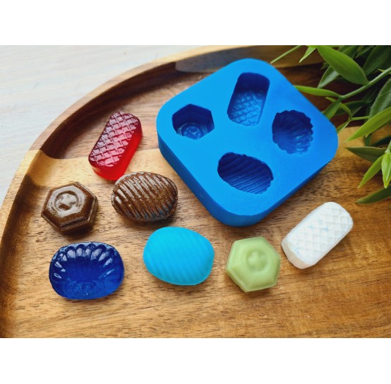 Silicone mold, Set of sweets, style 3, 4 elements, ~ 1.8-2.8 cm, H:0.9-1.2 cm