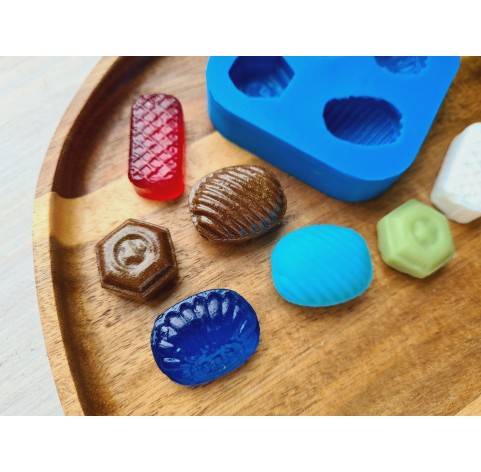 Silicone mold, Set of sweets, style 3, 4 elements, ~ 1.8-2.8 cm, H:0.9-1.2 cm