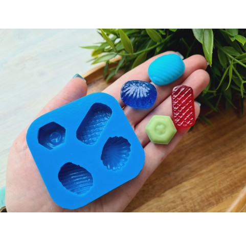 Silicone mold, Set of sweets, style 3, 4 elements, ~ 1.8-2.8 cm, H:0.9-1.2 cm