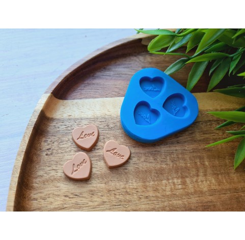 Silicone mold, Candy, style 5, heart, 3 elements, ~ 1.5*1.6 cm, H:0.3 cm