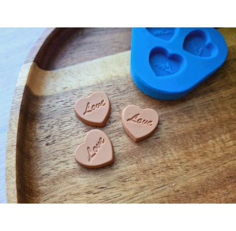 Silicone mold, Candy, style 5, heart, 3 elements, ~ 1.5*1.6 cm, H:0.3 cm