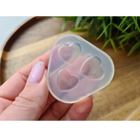 Silicone mold, Candy, style 5, heart, 3 elements, ~ 1.5*1.6 cm, H:0.3 cm