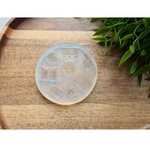 Silicone mold, Set of sweets, style 6, 8 elements, ~ 1.6-2.3 cm, H:0.3-0.8 cm