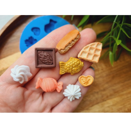 Silicone mold, Set of sweets, style 7, 8 elements, ~ 1.2-2.3 cm, H:0.3-1 cm
