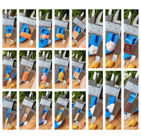 Silicone mold, Set of sweets, style 7, 8 elements, ~ 1.2-2.3 cm, H:0.3-1 cm